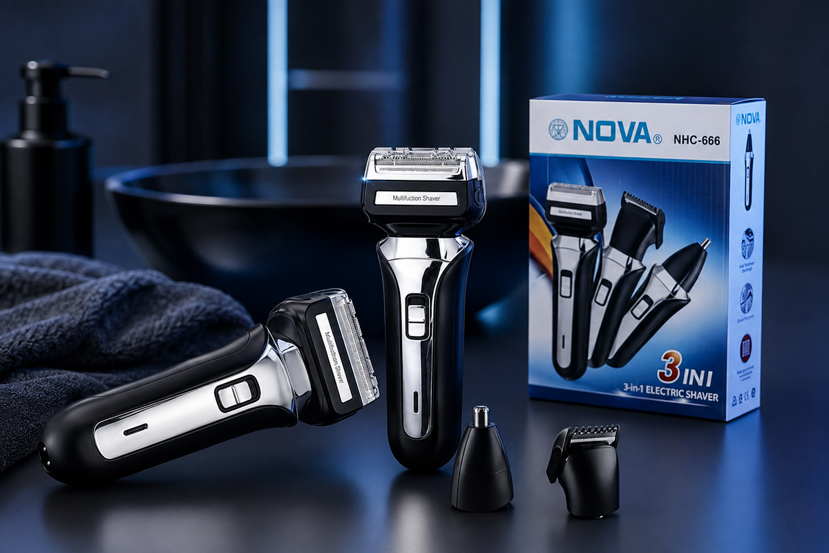 Máquina de Afeitar y Cortadora 3 en 1 Nova NHC-666 – Barba, Cabello y Nariz