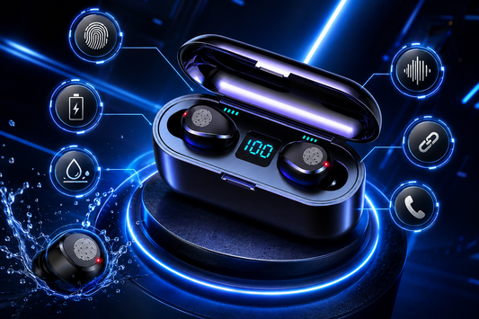 Audífonos Bluetooth F9 Impermeables con Estuche Carga Power Bank